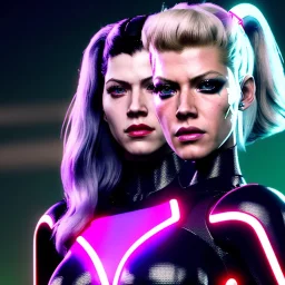 Actress, Katheryn Winnick, cyber woman, retro futuristic, sexy, blood, portrait, unreal engine 5, samurai, 16 bit, god lights, ultra hd, vibrant color, night city background, neon, front view.