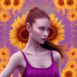 girl sunflower dancing