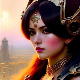 portrait beautiful face -Haxxor Bunny, Honkai Impact 3rd-,busty,ancient metal armor balanciaga fashion clothe painting by gaston bussiere, greg rutkowski, yoji shinkawa, yoshitaka amano, tsutomu nihei, donato giancola, tim hildebrandt, oil on canvas, cinematic composition, extreme detail,fit full head inside picture,16k