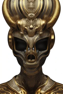 black male African Egyptian alien, cracks in the voodoo head, wicked, eyes, crown, Elephant, 8k, finely detailed, photo realistic, tiger turquoise skull head gold dragon space alien snow skeleton gold teeth silver crown silver space face mask