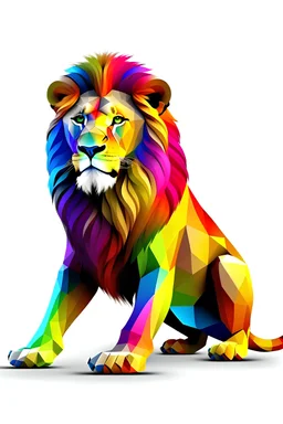 create a coloured animated full lion in white background
