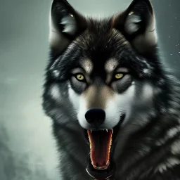 Black Wolf, huge, red eyes, 8K, cinematic lighting, sharp focus, masterpiece, expert