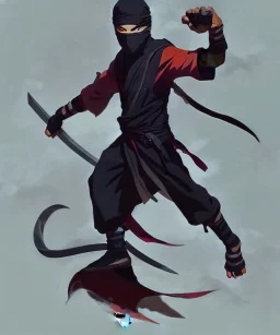 A young anime strong Ninja, character design, Greg Rutkowski