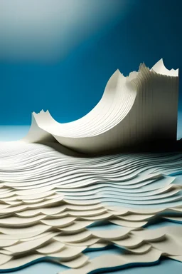 a narrow pool full of paper waves with typew