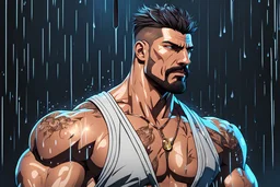 boyka Body parts mechanism in 8k 2D anime realistic drawing style, neon, close picture, rain, highly detailed, high details, detailed portrait, masterpiece,ultra detailed, ultra quality