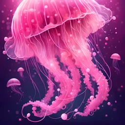 pink sparkles in jellyfish art style