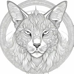 outline art, coloring pages, white Background, sketch style, only use outline, mandala stile, clean line art, white background, no shadow and clear and well, mandala LYNX