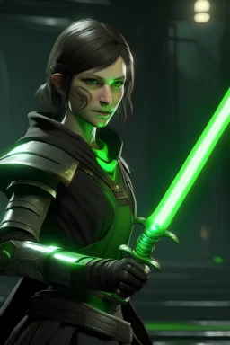 Merrin from Star Wars Fallen Order wielding green Ichor Sword