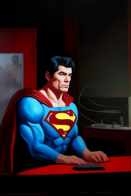 Superman jeopardy show oil canvas