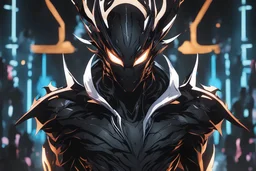Miles in 8k solo leveling shadow artstyle, Crystal and Symbiote them, neon effect , dragon tattoos, close picture, full body, apocalypse, intricate details, highly detailed, high details, detailed portrait, masterpiece,ultra detailed, ultra quality