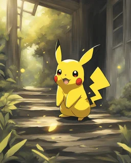 Pikachu has a black body with a yellow line in the ears and tail and two yellow spots in the cheeks
