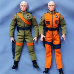 Mike Pence G.I. Joe toy Doll space force uniform, orange blue fabric, guns, wall packaging for sale, bright green pricetag