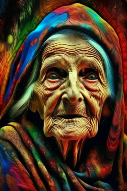 very old woman psychedelic image