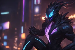 kindred venom in 8k solo leveling shadow artstyle, machine them, close picture, rain, neon lights, intricate details, highly detailed, high details, detailed portrait, masterpiece,ultra detailed, ultra quality