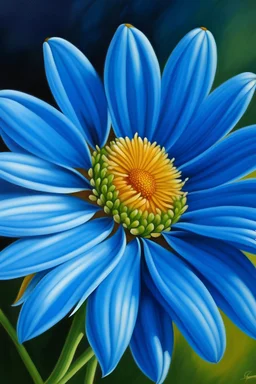 blue small daisy flower painting