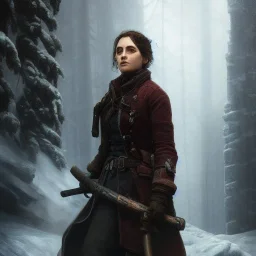 Full body portrait, painting, medium shot lady Frostpunk