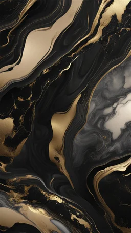 Hyper Realistic Black & Golden Abstract Marble Textures