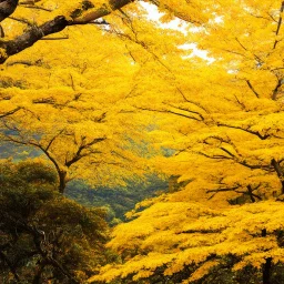 A mysterious and romantic photo quality artwork , yellow oriental vibes, landscape