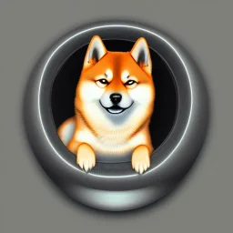 shiba inu in a orb pit