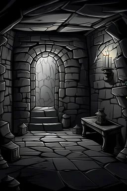 draw a dark room in a stony castle