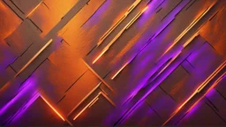 Hyper Realistic Glowing-Golden-Diagonal-Intersecting-Lines on rustic-orange-&-purple-rustic-wall with embers