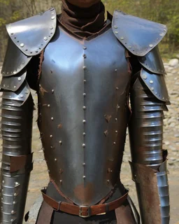 An armor made of a mixture of steel and leather, worn by a strong commander with magical power