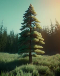 Pine tree with a hat hyperealistic