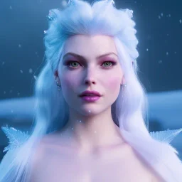 A portrait of a crystalised ices snow queen, atmospheric,fantasy, realistic, unreal engine 5, cinematic lighting, octane render.