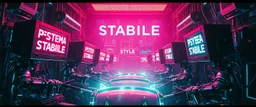 cyberpunk imagery synchronized mechanical drumming flickering CRT screens saying "PSYSTEMA STABILE"