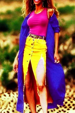 year 1996 denim fashion. Loose skirt, low waist. Colors: denim blue, blue, purple, cream, khaki, light green, lilac, plum, orange, terracotta, red, light yellow, lion yellow, pink, dark blue, beige. leopard, Cheetah . Kylie Minogue, Tyra Banks,Julia Roberts