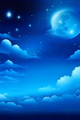 Blue Sky with stars and moon