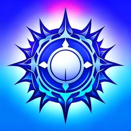 fantasy clan emblem, minimalist, blue and purple gradient ,sun