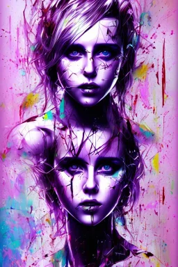 Danish singer MØ face, Abstract Yoji Shinkawa, purple tones,