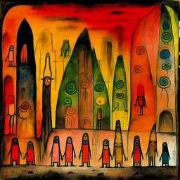 The lost souls pass through the monstrous entrance to hell by Paul klee, infinite sadness, delusion, end of hopes