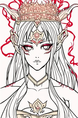 queen of demons girl, manga style, only line arts