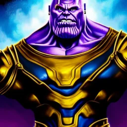 ultra detailed fullbody portrait of Thanos Flexing the arm with the infinity gauntlet with all the power stones ,wearing Armor, extremely detailed digital painting, extremely detailed face,crystal clear eyes, in the style of robert e howard and pablo oliveira and Ken Kelley and Keith Parkinson , mystical colors, perfectly centered image, perfect composition, rim light, beautiful lighting,8k, stunning scene, raytracing