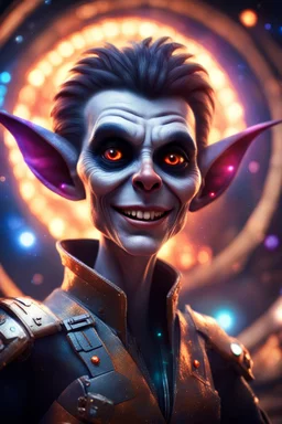 the most effective war paint, hypnosis survivor at 1hit.no,book cover illustration, portrait of ultimate transcendent happy chat gremlin vampire space with spotlights, in front of space portal dimensional glittering device, bokeh like f/0.8, tilt-shift lens 8k, high detail, smooth render, down-light, unreal engine, prize winning