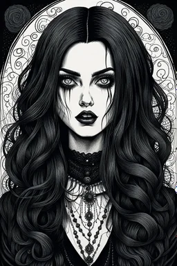 create a disturbing horror pen and ink sketch of a dark haired, savage, gothpunk vampire girl with highly detailed , sharply defined hair and facial features, in a dark, otherworldly London in the style of Junji Ito, precisely drawn, inked, with dramatic edges,