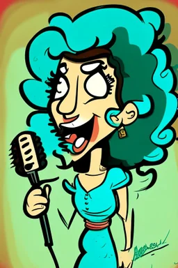 Turquoise Lebanese singercartoon 2d