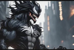 Venom in 8k solo leveling shadow artstyle, goku them, full body, intricate details, highly detailed, high details, detailed portrait, masterpiece,ultra detailed, ultra quality