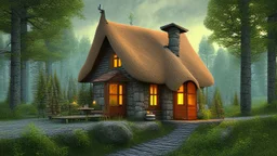 cottage in the middle of the forest