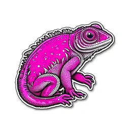 sticker, Pink Cute Chameleon, white background, detailed , HD