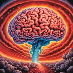 fantasy 90's tcg art of a brain in a red vortex