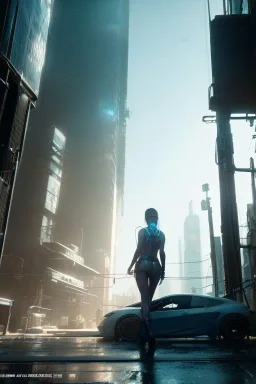 Girl cyberpunk city, realistic, intriacte detail, sci-fi fantasy style, volumetric lighting, particales,highly detailed,cinamatic, deep