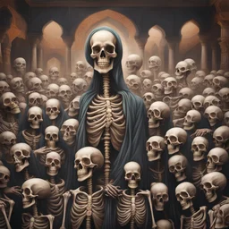 Hyper Realistic Skeletons Crowd with Sufi Background