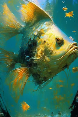 cartoon distorted fish lagging, digital art, beautiful, sharp focus, ultra detailed, astral, magic, surreal, by Andon Harav, Ivan Shishkin, John Berkey, masterpiece, award winning painting, renowned artists,