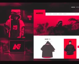 Homepage for a Streetwear Brand, UI, UX, Neon Red and Black, Futuristic, Simplistic