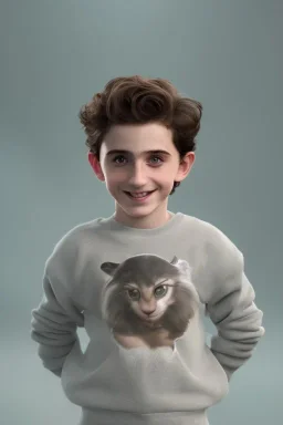 Timothee chalamet toddler, full body, jump, bokeh, hyper realistic