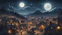 a town in the moonlight