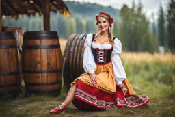 fullbody oktoberfest lady, outdoor, vladimir mukhin folk dancer